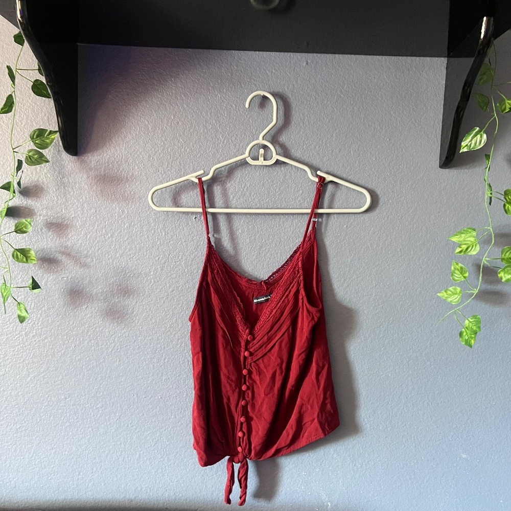 Red A&F Button And Tied Tank - image 1